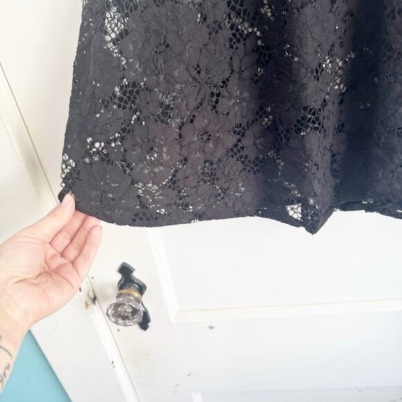 Free People FP Sweet Meadow Dreams Black Lace Halter Top Sheer Size Large L Boho - Picture 9 of 14